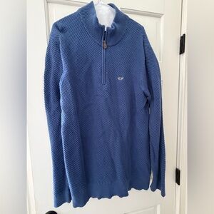 Vineyard Vines Textured Blue Zip-Up Sweater